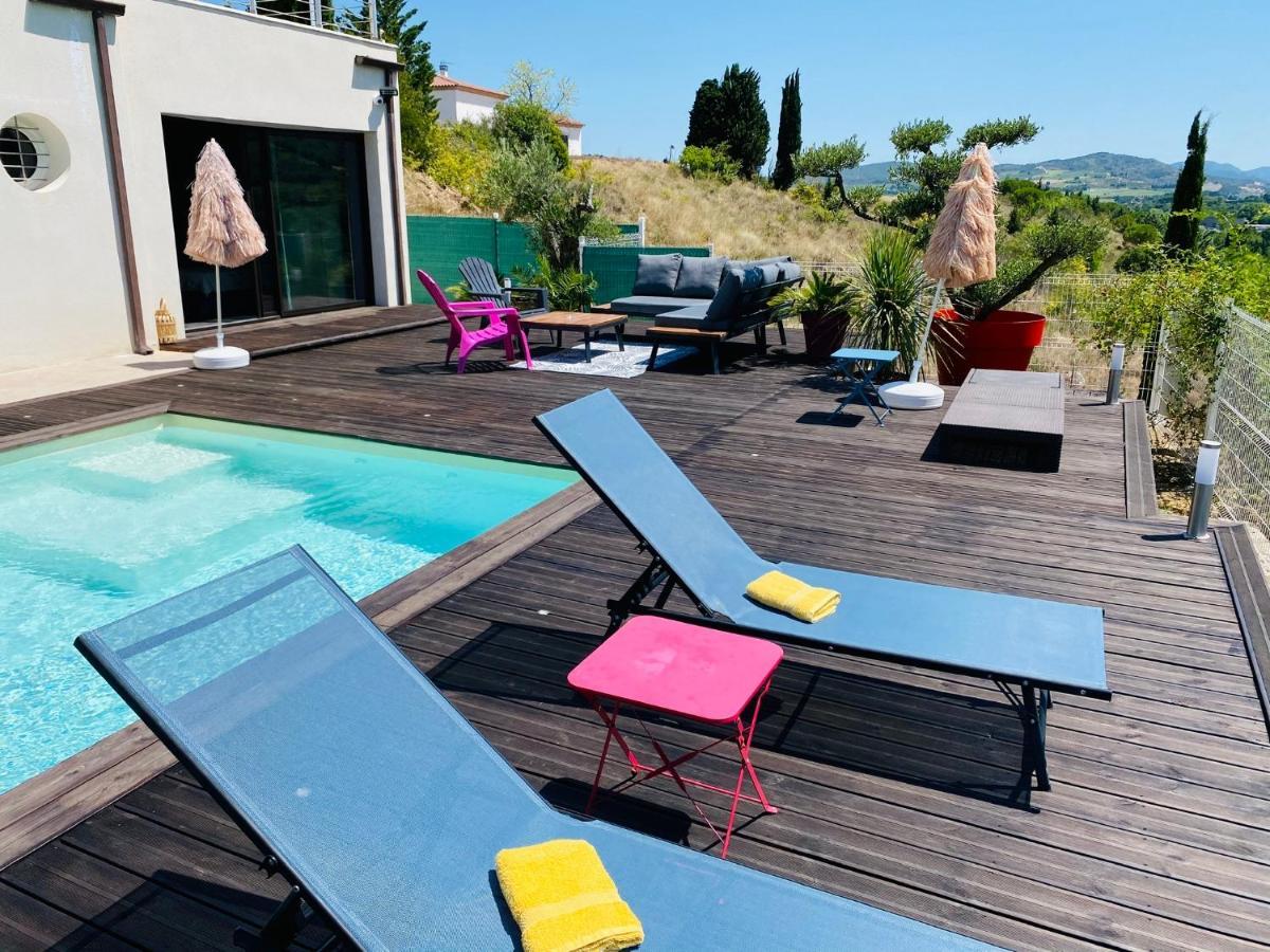 Havre De Paix, Vue Pano, Terrasse, Piscine, Nature. Villa Limoux Exterior photo